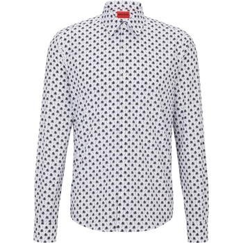 HUGO BOSS Риза с дълъг ръкав Hugo Men's Ermo Long Sleeve Oxford Shirt - Open White