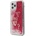 GUESS Liquid Glitter Charms Case - дизайнерски кейс с висока защита за iPhone 12, iPhone 12 Pro (червен)