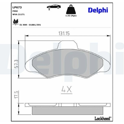 Sada brzdových platničiek kotúčovej brzdy DELPHI LP673