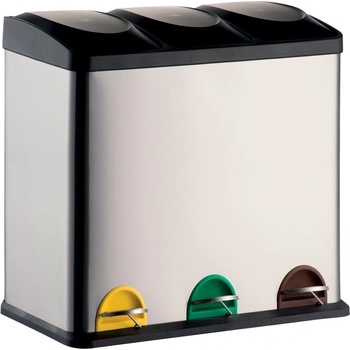MSV Стоманено кошче за боклук за рециклиране с педал в матово сребрист цвят 3x20 l Tri Selectif - MSV (100812)