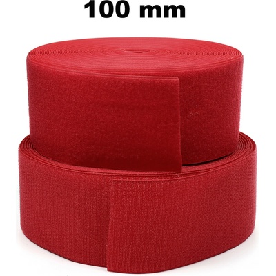 Pásek na suchý zip našívací Háček a Smyčka set Červený 100 mm x 25 bm