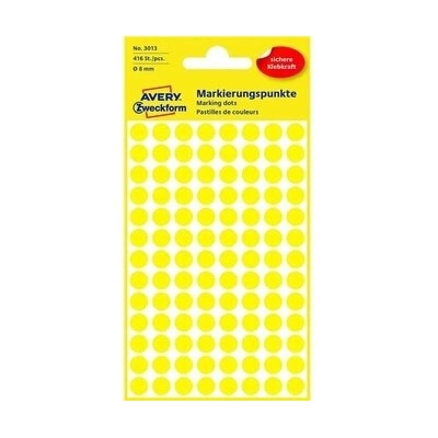 Etikety kruhové 8mm Avery žlté AV003013