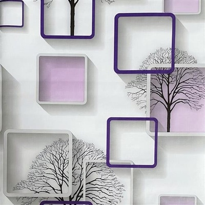 IMPOL TRADE T79 stromy s rámčekmi s 3D efektom fialová samolepiace tapety Samolepiace tapety 45 cm x 10 m