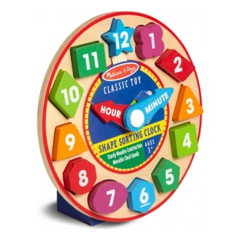 Melissa & Doug - Дървен часовник сортер - Цветове и форми (18593)