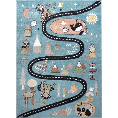 Dywany Łuszczów Fun Route Street animals blue Modrá