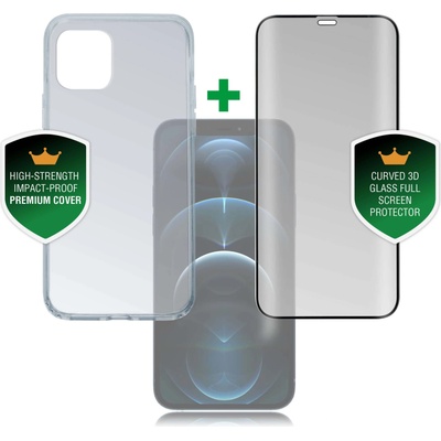 4smarts 360° Premium Protection Set - хибриден удароустойчив кейс и стъклено защитно покритие за дисплея на iPhone 12, iPhone 12 Pro (прозрачен)