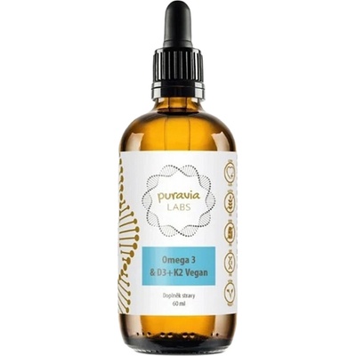 Puravia LABS Omega 3 & D3 + K2 VEGAN, 60 ml