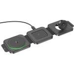 hoco. 3-in-1 Folding MagSafe Wireless Charger 15W - тройна поставка (пад) за безжично зареждане на iPhone с Magsafe, Apple Watch и Qi съвместими устройства (черен)
