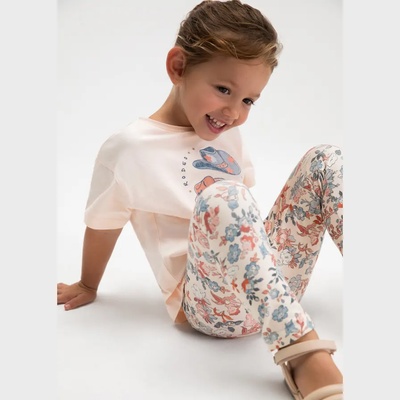 Mayoral Комплект клин принт сьомга и розова тениска с щампа за мини момиче Mayoral