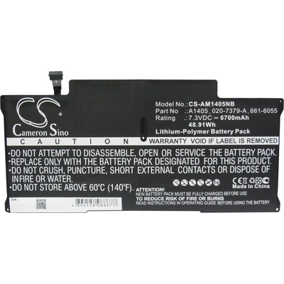 Cameron Sino Батерия за лаптоп Apple MacBook Air 13" A1466 2012 LiPo 7, 3V 6700mAh CAMERON SINO (CS-AM1405NB)