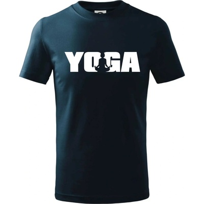 Yoga nápis tričko detské tmavomodrá