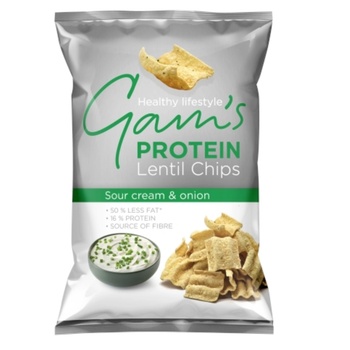 Gam's Протеинови чипсове от леща с вкус на сметана и лук, 65гр