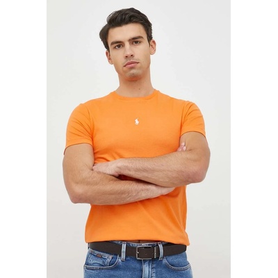 Ralph Lauren Памучна тениска Polo Ralph Lauren в оранжево с изчистен дизайн (710839046)