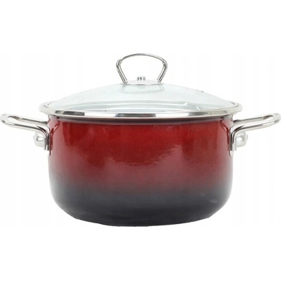 BELIS Smaltovaný hrniec so sklenenou pokrievkou 18 cm – 2,2 l – PREMIUM OMBRÉ červený - 71918-033A0DN3