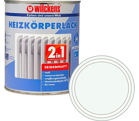 WILCKENS Samozákladující bílá barva na topení polomatná 2v1 Heizkoerperlack seidenmatt 375 ml