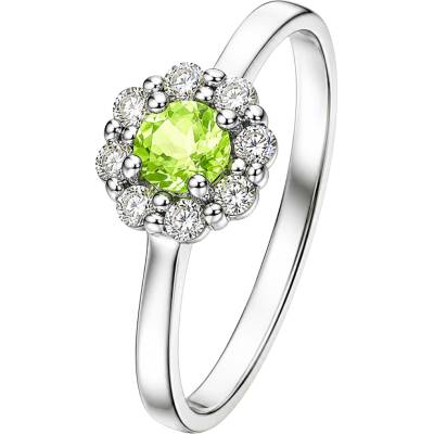 Zlaton Prsten bílé zlato květina se zirkony s diamanty N14012602098