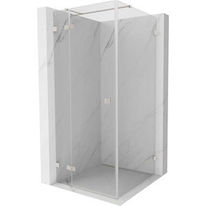Mexen Lunar T лява отваряема душ кабина 90 x 90 cm, прозрачна, четкан никел - 834T-090-090-97-00-L (834T-090-090-97-00-L)