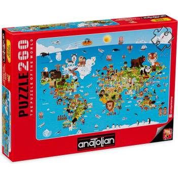 Image 1 of Anatolian Пъзел Anatolian от 260 части - Карта на света с животни (P3338)