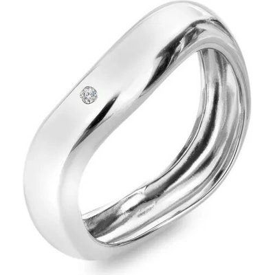 Hot Diamonds Stříbrný vlnitý prsten s diamantem Fiji DR318