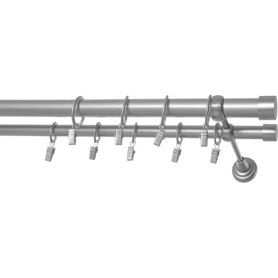 Rolmajster Kovová záclonová tyč Matné striebro Dvojitá 25 mm 250 cm