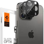 Spigen Комплект 2 броя предпазни стъклени протектора за камерата на iPhone 14, 15, 16 Pro, iPhone 14, 15, 16 Pro Max - Spigen Optik Pro tR Ez Fit Lens Protector (черен) (AGL05273)