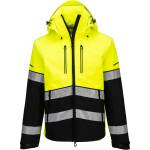 Portwest hi-vis ev4 ev465 / Мъжко светлоотразително софтшел яке с качулка - жълто/черно m (ev465ybrm)