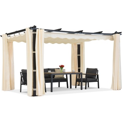 Garden Point na terasu Barbados 3x3 m se závěsy Pergola antracitově béžová