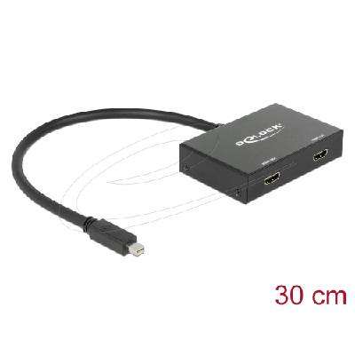 Сплитер Display port 1.2 от mini Dsplay Port мъжко към 2 x HDMI 4K женско (DELOCK-87696)