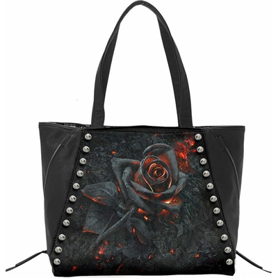 RukaHore Taška Spiral Stairs PU Leather Tote Bag: Burnt Rose Black Čierna