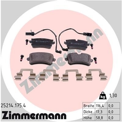 Sada brzdových destiček, kotoučová brzda ZIMMERMANN 25214.175.4