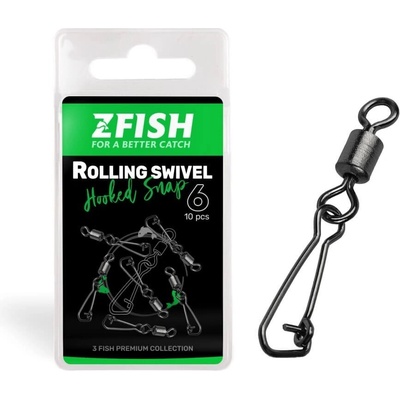 Zfish Obratlík Rolling Swivel & Hooked Snap Velikost 8 23kg 10ks – Zboží Dáma