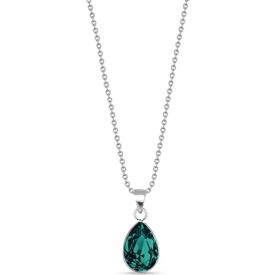 Spark Stříbrný se Swarovski elements zelená kapka baroque N432010EM Emerald