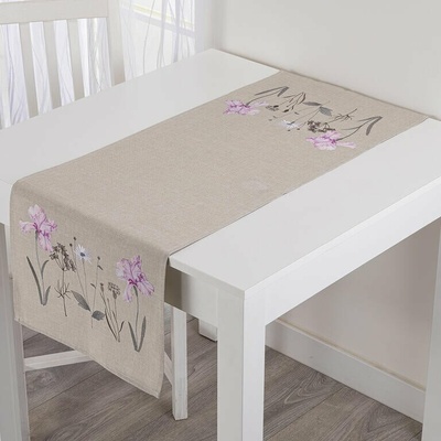 decoDoma Běhoun s výšivkou FIALOVÝ KOSATEC 40x110 cm – Sleviste.cz