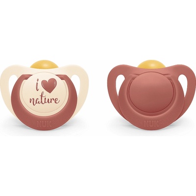 Nuk Каучукови залъгалки NUK for Nature - Червени, 0-6 месеца, 2 броя (10726080-Червен)
