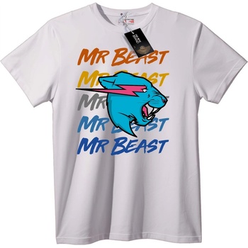 NOONEBRAND Тениска Mr Beast Многоцветно Лого - 4XL, White