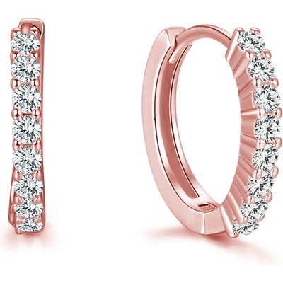 AGATO Půvabné růžově pozlacené kruhové náušnice se zirkony AGU1152-ROSE