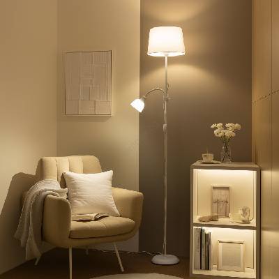 - Подова лампа CERIA 1xE27/100W/230V + 1xE14/25W бяла (BG4209)