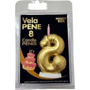  Свещ във формата на пенис, цифрата 8 - Penis Shape Candle Gold (D-246303)