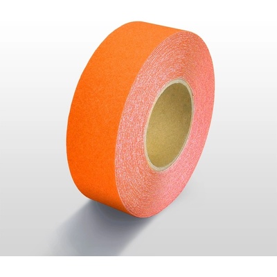 Protiskluzová páska standard WT-5411 – minerální granulát v syntetické pryskyřici, neonově oranžová, 25 mm × 18 m