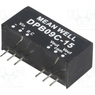MEAN WELL DPB09C-15 Měnič: DC/DC; 9W; Uvst: 36÷75VDC; Uvýst: 15VDC; Uvýst2: -15VDC; SIP8