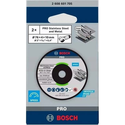 Bosch brusný kotouč 76 mm x 4 mm x 10 mm Expert for Inox, 2 kusy