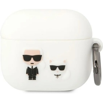 Karl Lagerfeld Кейс Karl Lagerfeld KLACA3SILKCW за AirPods 3, бял / бял, Silicone Karl & Choupette (KF001580-0)