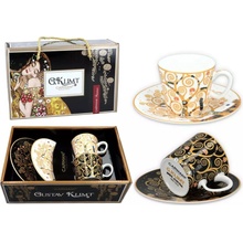 Gusta Carmani Přátelská souprava v Klimt Strom života 2x šálek s podšálkem espresso černá + bílá 125 ml