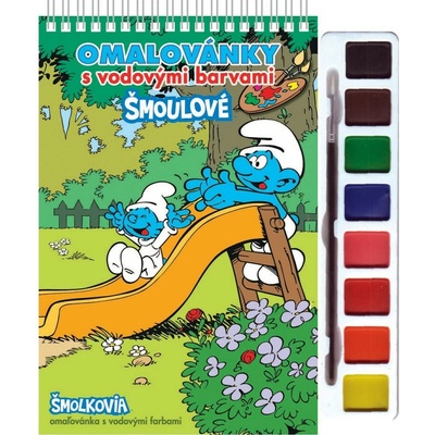 Omalovánky s vodovými farbami blok A5 so špirálou vodové farby Šmolkovia 2