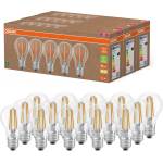 OSRAM highly efficient LED lamps with energy efficiency class A, value pack with 15 bulbs, replaces conventional 100W light bulbs, warm white (2700K), E27, filament glass - 4099854297502