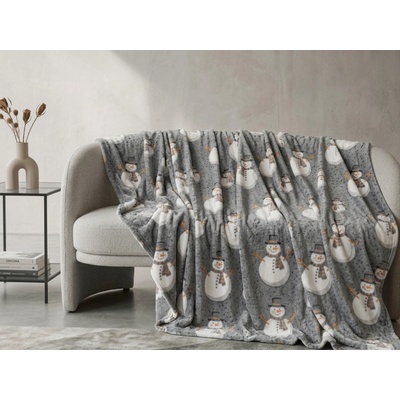 Textilomanie Svietiaca vianočná mikroplyšová deka SNOW BUDDY sivá 150x200
