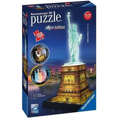 Ravensburger 3D puzzle svítící Socha svobody Noční edice 108 ks – Zboží Mobilmania