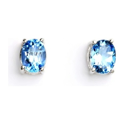 Čištín Zlaté náušnice, bílé i žluté zlato, přírodní topaz swiss 8x6 mm - NŠ 1245