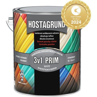 Hostagrund Prim 3v1 S2177 základní i vrchní barva na kov 2,5L 0155 antracit