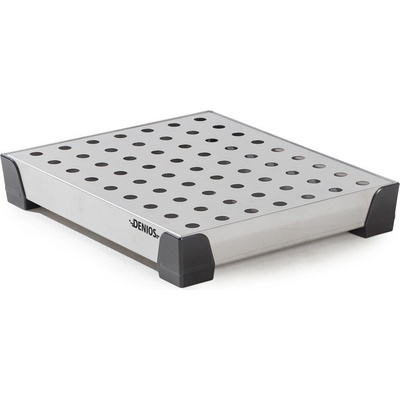DENIOS Záchytná vaňa pre malé nádoby, z nerezu, objem 10 litrov, 500 x 400 x 95 mm, s perforovaným plechom